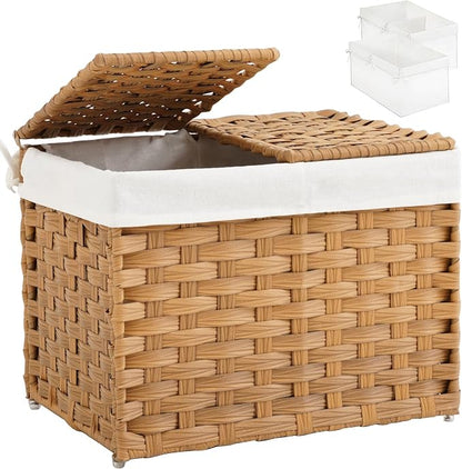 SETVSON Storage Basket with Lid Woven Wicker Baskets, 35L Natural | 9.2 Gallon by SETVSON