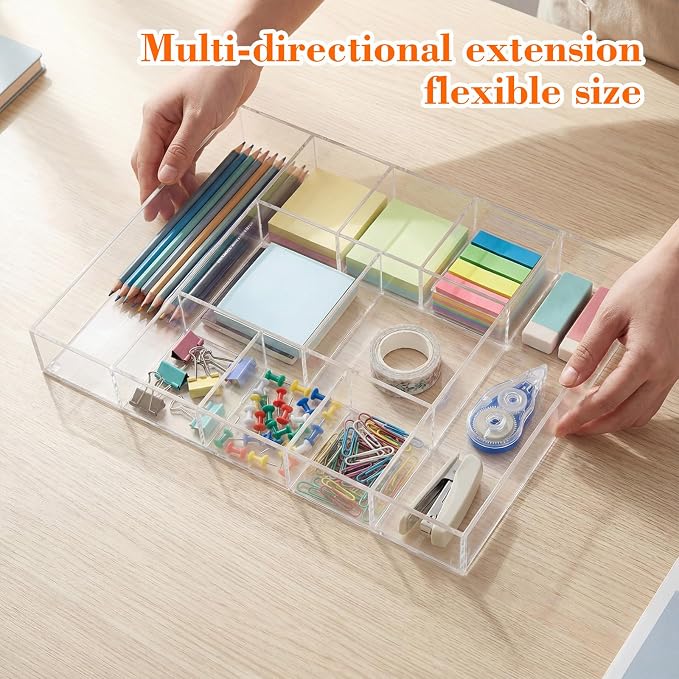 Large Acrylic Desk Deep Drawer Organizer - Image 3