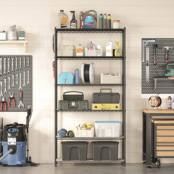 SONGMICS 6-Tier Storage Shelves, Wire Shelving Unit, Kitchen Metal Shelves - Image 4