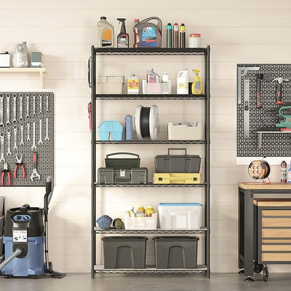 SONGMICS 6-Tier Storage Shelves, Wire Shelving Unit, Kitchen Metal Shelves - Image 4
