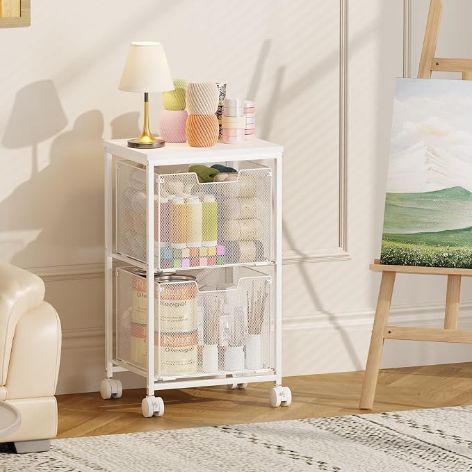 Rolling File Cart with 2 Storage Drawers, Under Desk Storage Cart | Hanging - Image 9