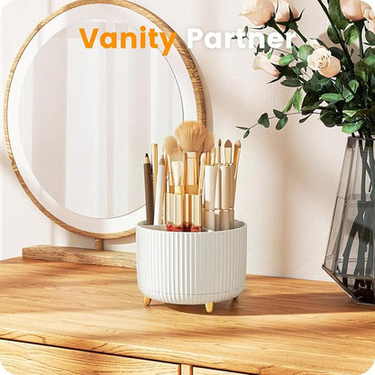 A-LuGei 【Elegant White】 5.9" Makeup Brush Holder Organizer, 【360° Rotating】 6 - Image 2