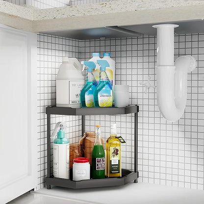 Corner Shelves Small Corner Bookshelf Kitchen Bathroom Standing Shelf Display - Image 4