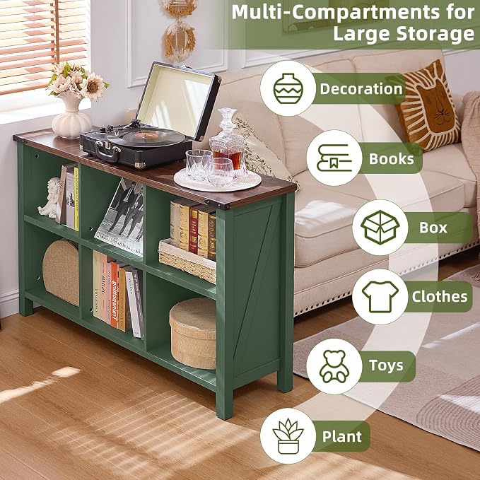 Joaxswe 6 Cube Storage Organizer, Farmhouse Green 47 Inch Wide Horizontal - Image 3