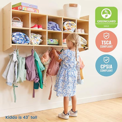 ECR4Kids 10-Section Wall-Mounted Hanging Coat Locker - Image 6