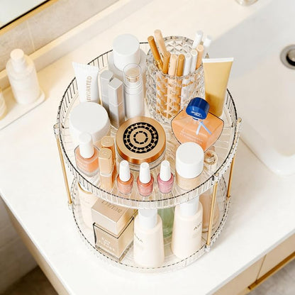 Yieach Acrylic 360 Rotating Makeup Organizer and Perfume Organizer, 2 Tier Make - Image 4