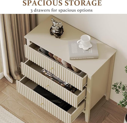RoyalCraft Large 3 Drawer Dresser Set of 2, Fluted Wood Drawers - Image 4