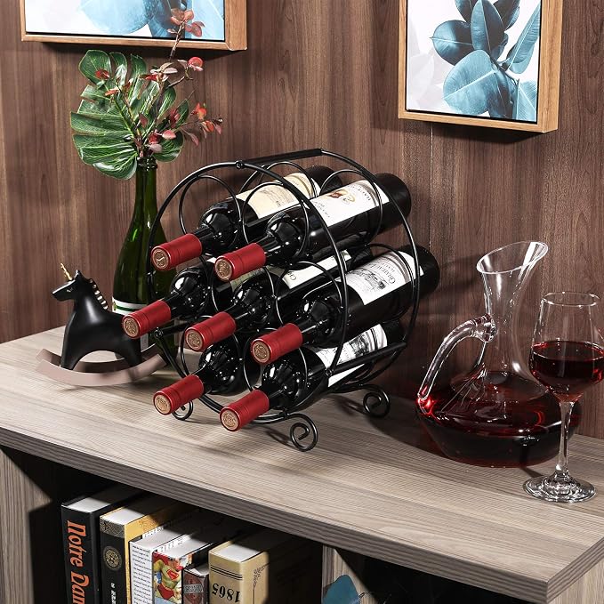 PAG 7 Bottles Freestanding Countertop Wine Rack, Metal Small Table Top Wine Rack - Image 5
