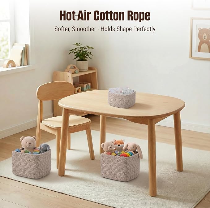 5-Pack Storage Cubes Woven Rope Baskets, 2 Sizes Organizer Bins | Ideal - Image 6