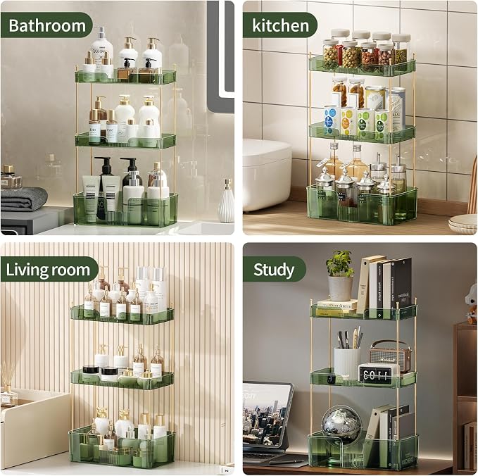 Akinbas 3 Tier Bathroom Organizer Countertop Makeup Perfume Tray Skincare - Image 5