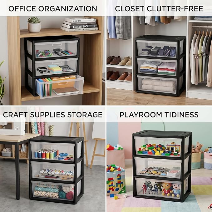 3 Drawer Storage Tower, Wide Plastic Floor Organizer - Image 9