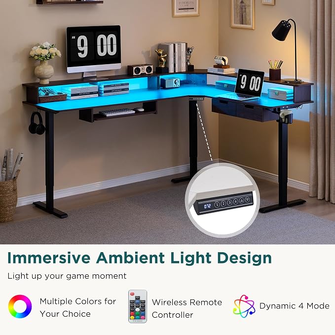 RedLemon 75X60 Inches L Shaped Electric Standing Desk, Height Adjustable Corner - Image 3