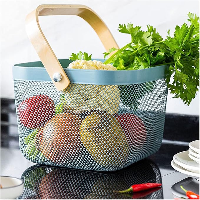 AJIODA Metal Mesh Steel Basket, Storage Organizer Basket Multi-functional - Image 7