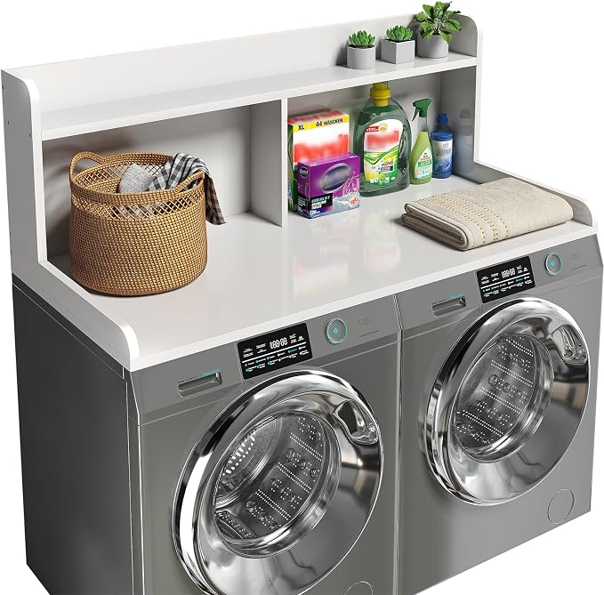 2-Tier Washer Dryer Countertop, 18.5" Raised Height Laundry Countertop by Corbyles