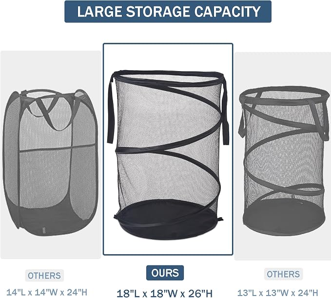 Mesh Popup Laundry Hamper 115L Foldable Laundry Basket Extra Large Capacity - Image 2