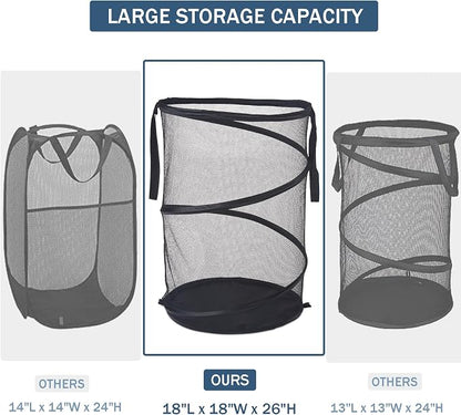 Mesh Popup Laundry Hamper 115L Foldable Laundry Basket Extra Large Capacity - Image 2