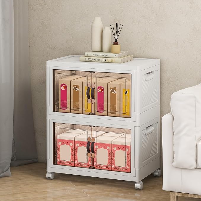 Storage Bins with Lids and Wheels, Collapsible Bathroom Storage Cabinet with by Unknown