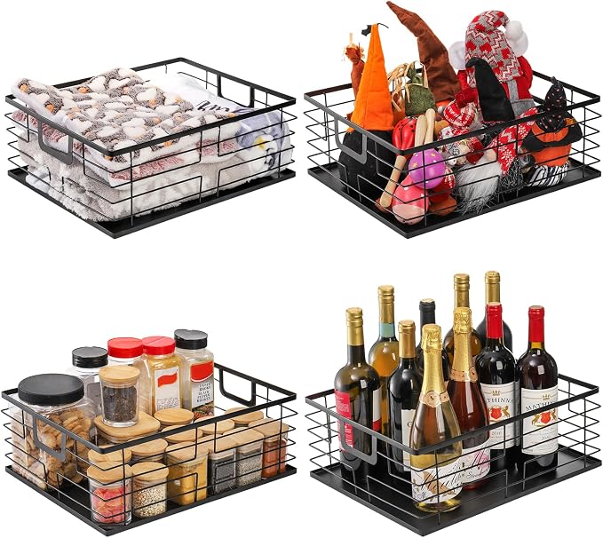 TOPZEA Black Metal Food Storage Basket - Image 3