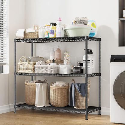 3- Shelf Metal Shelving Unit 35.6Wx14Dx36H Adjustable Storage Shelves Heavy - Image 5