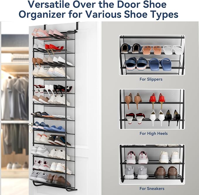 Whitmor 36 Pair Over The Door Shoe Organizer, 12 Tier Hanging Shoe Organizer - Image 4