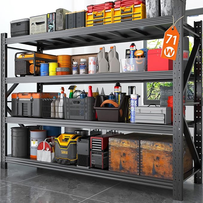 Metal Garage Shelving Unit, Heavy Duty Adjustable Industrial Storage Shelves by Unknown