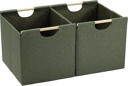 HOONEX Large Collapsible Storage Bins, Linen Fabric, Storage Baskets by HOONEX