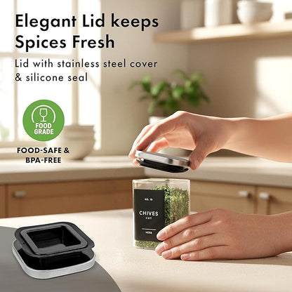 EDELHAUS Glass Spice Jars with Labels and Steel Lids Spice Containers with 160 - Image 5