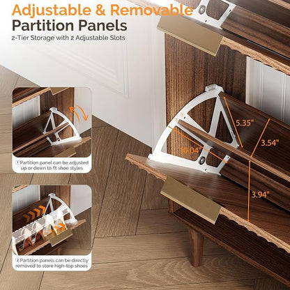 VINGLI Fluted Shoe Storage Cabinet - Image 8