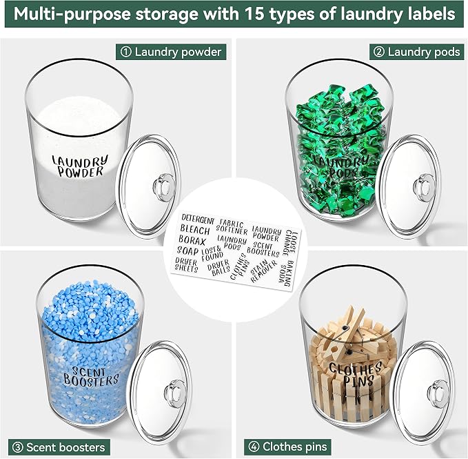 4 Pack Laundry Room Organization Jars - Image 9