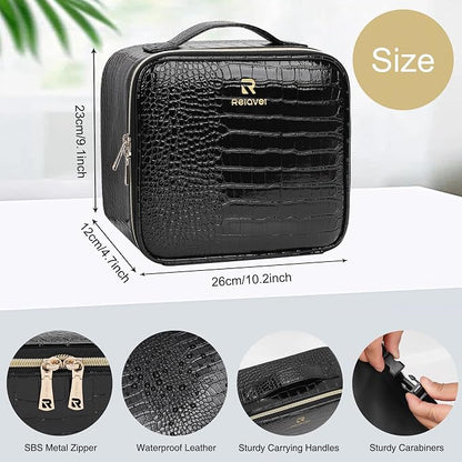 Relavel Makeup Train Case With LED Mirror, Professional Travel Cosmetic Bag - Image 2