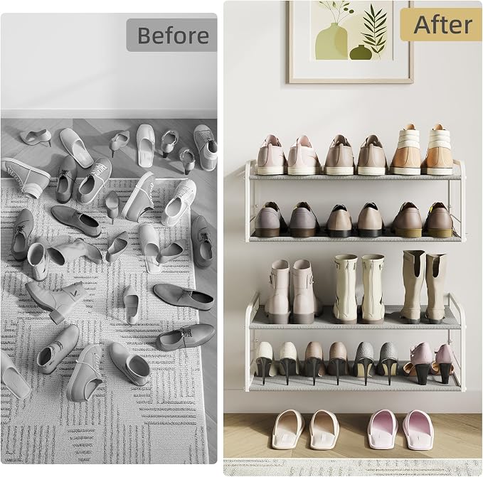 Wall Mounted Shoe Rack, Carbon Steel Shoe Organizer - Image 5