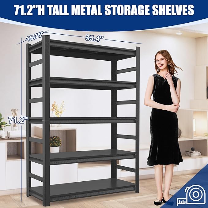 Metal Kitchen Shelf, Heavy Duty 5 Tier Adjustable Storage Shelf, 3000 lb. Load - Image 6