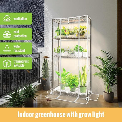 Indoor Greenhouse with Grow Light and Shelves - Image 2