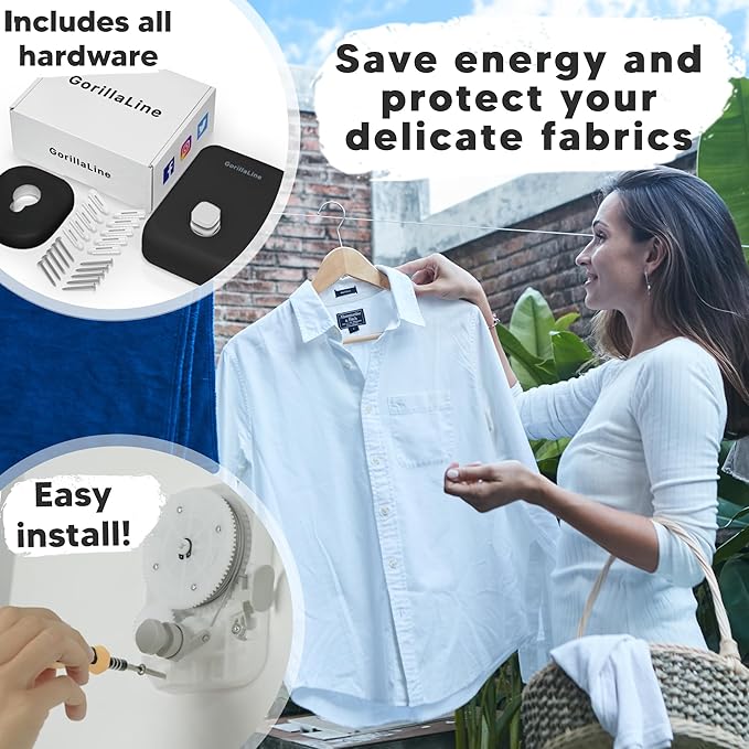 GorillaLine - Retractable Clothesline Indoor Outdoor Clothes Line - Heavy Duty - Image 4
