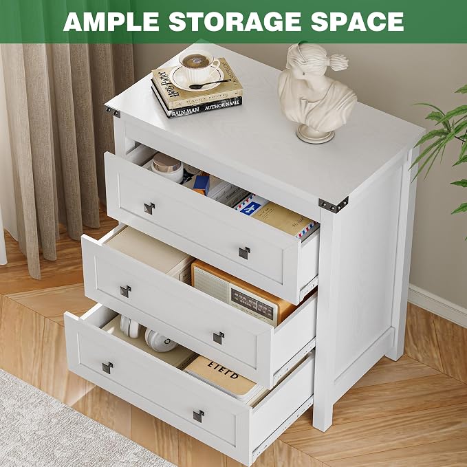 Dresser for Bedroom with 3 Drawers, Small Chests of Drawers, 27.55" Wide - Image 3