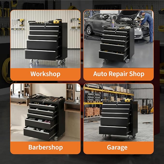 Garvee Rolling Tool Chest, 5 Drawers Tool Storage Cabinet, Toolbox - Image 6