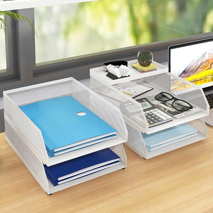 Natwind 4-Tier Stackable Metal Mesh Desk Paper Tray Organizer, Letter Tray - Image 6