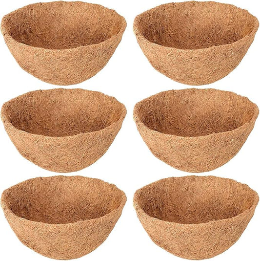6 Pack 12 Inch Hanging Basket Coco Liners Replacement, 100% Natural Round by Legigo