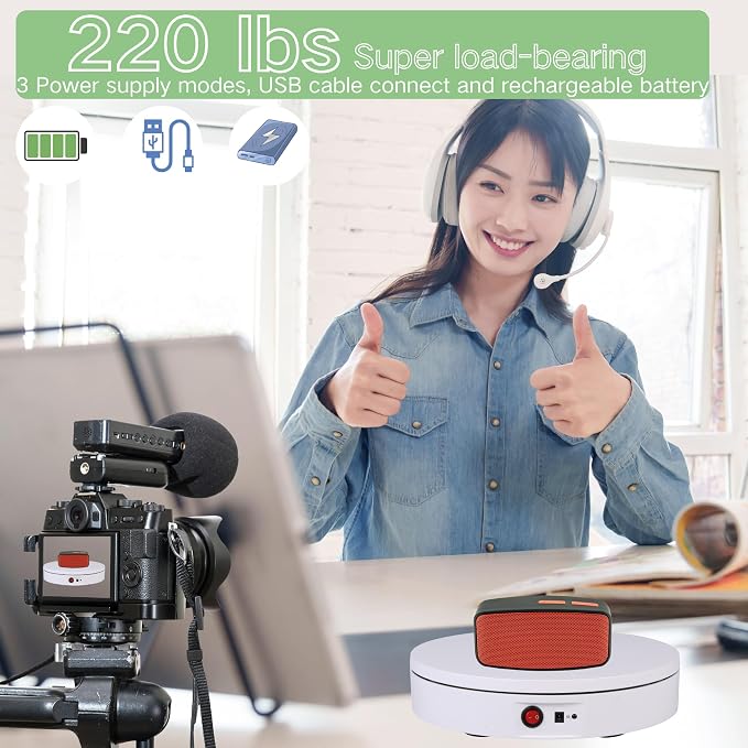 JAYEGT Motorized Rotating Display Stand, 220 Lbs Load, 360 Degree Electric - Image 2