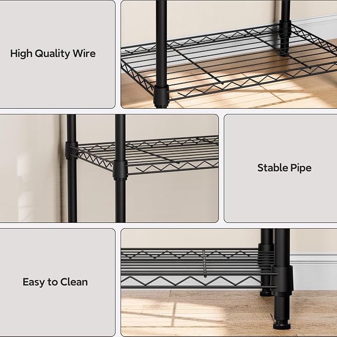 4 Tiers Shelf Metal Storage Shelves Wire Rack Closet Organizers - Image 4