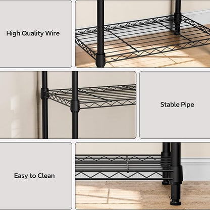 4 Tiers Shelf Metal Storage Shelves Wire Rack Closet Organizers - Image 4