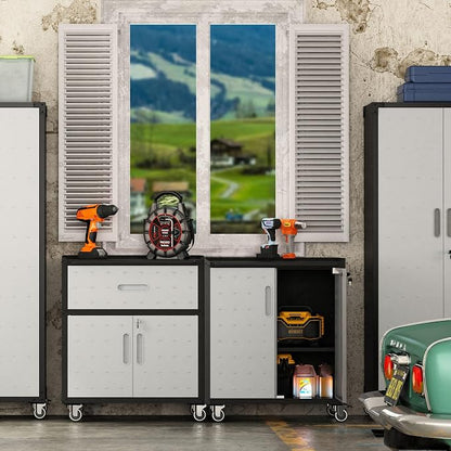 Rolling Tool Cabinet with Wheels, Tool Cabinets with 2 Door and 1 Drawer - Image 7