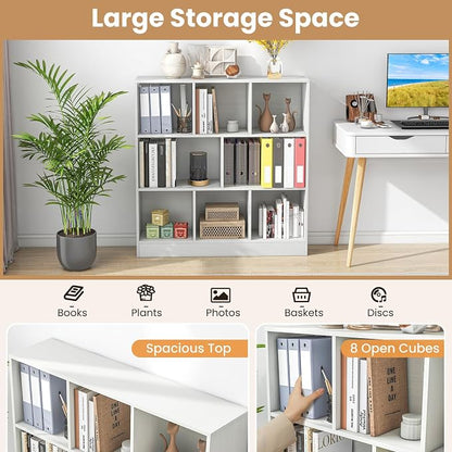 Giantex 8 Cube Bookcase, 4-Tier Freestanding Bookshelf w/ 8 Open Compartments - Image 3