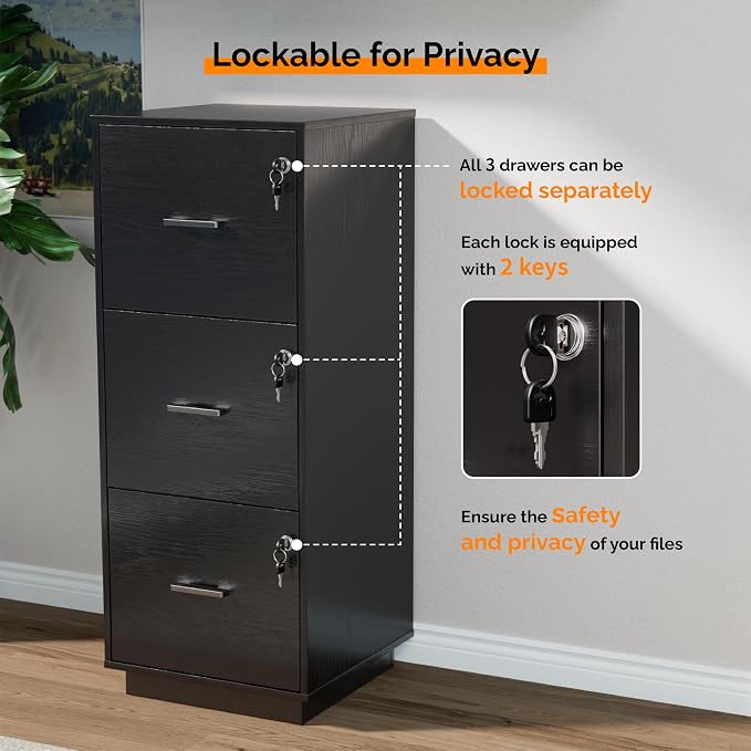 VINGLI 3 Drawer File Cabinet - Image 6