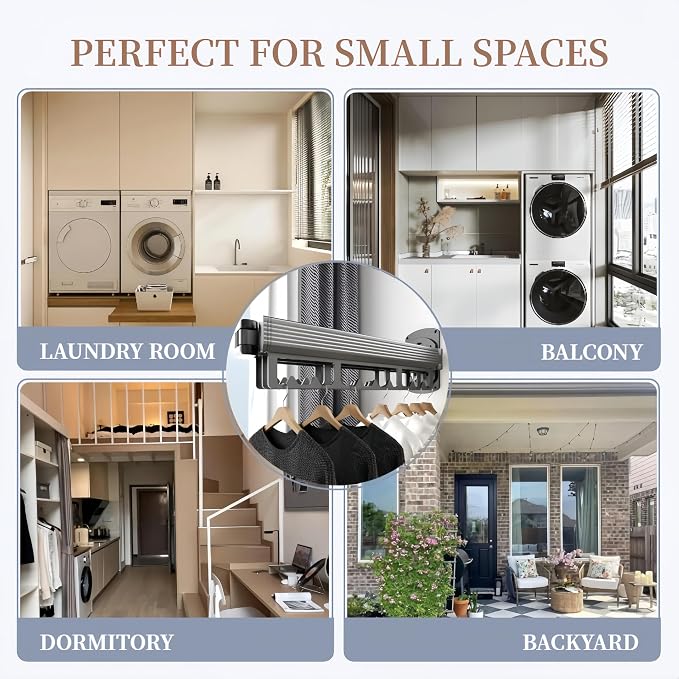 Mounted Wall Drying Rack, Laundry Hanger Dryer Rack, Laundry Hanger Rack - Image 4