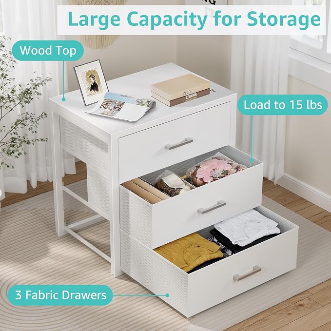 BOLUO Closet Drawers White 3 Drawer Dresser - Image 7