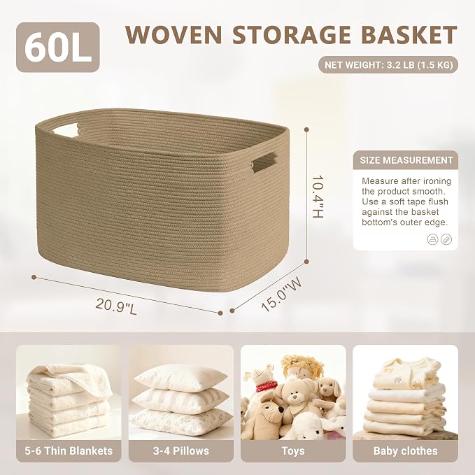 60L Small Wicker Laundry Basket - Image 2