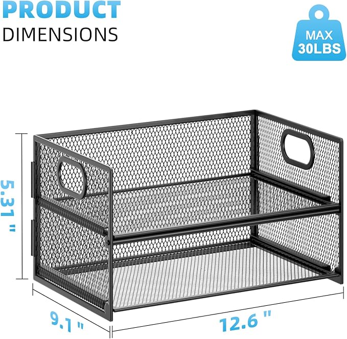 Marbrasse 2 Tier Paper Organizer Letter Tray, Mesh File Organizer - Image 4