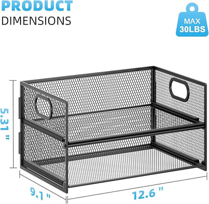 Marbrasse 2 Tier Paper Organizer Letter Tray, Mesh File Organizer - Image 4