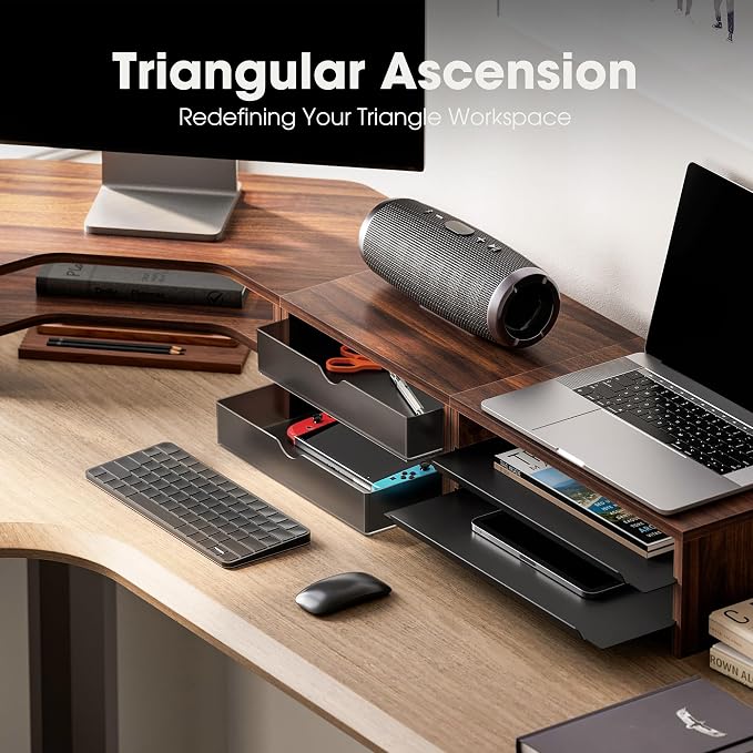 Fenge Dual Monitor Stand, 2-Tier Corner Monitor Riser - Image 5